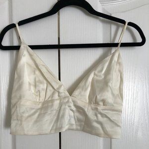 Zara White/Cream Bralette Crop Top Satin